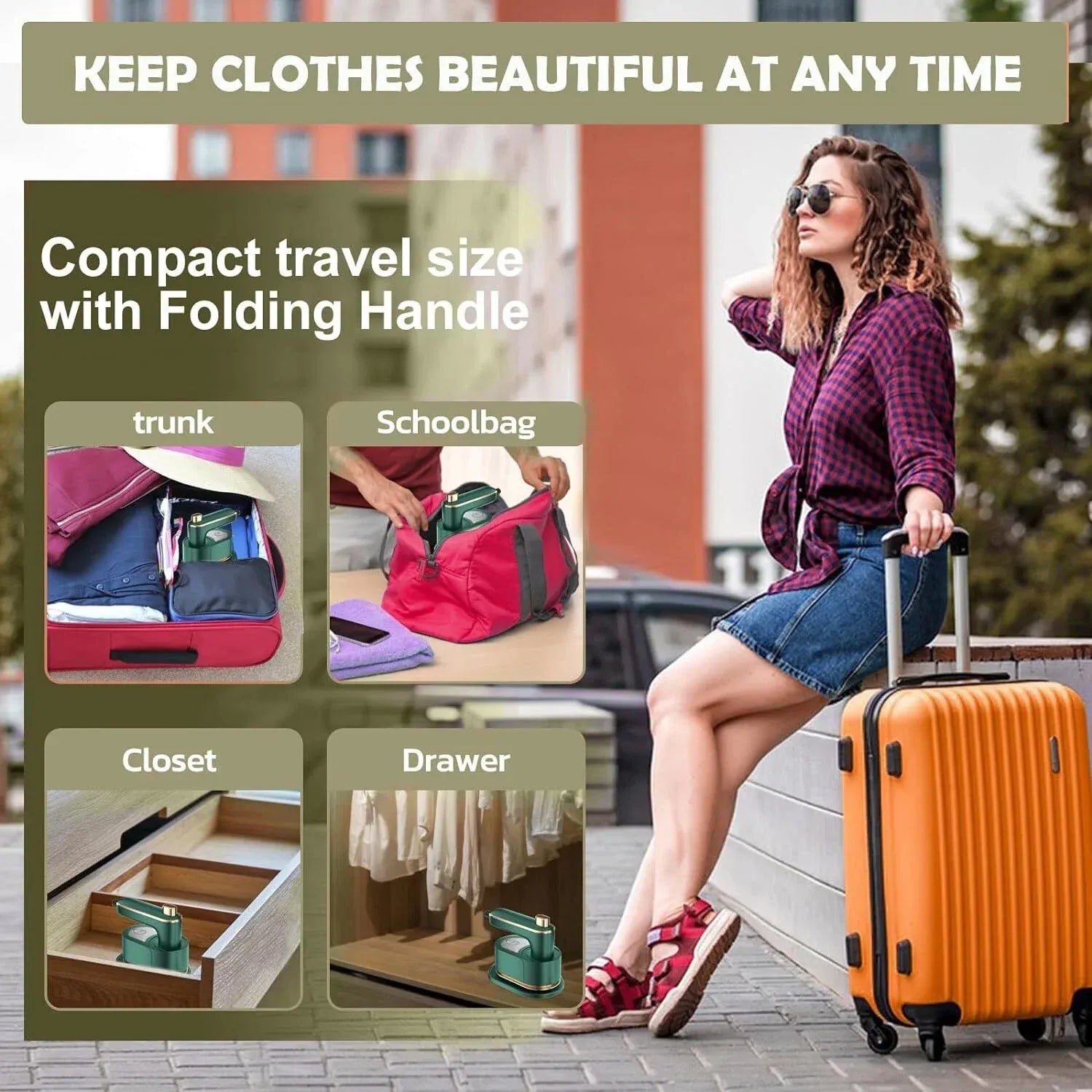 Foldable Travel Iron — Mini Steam & Dry Iron (Ready in 30s) | مكواة قابلة