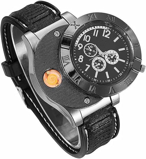 Military USB Lighter Watch for Men – Windproof Rechargeable Wristwatch UAE